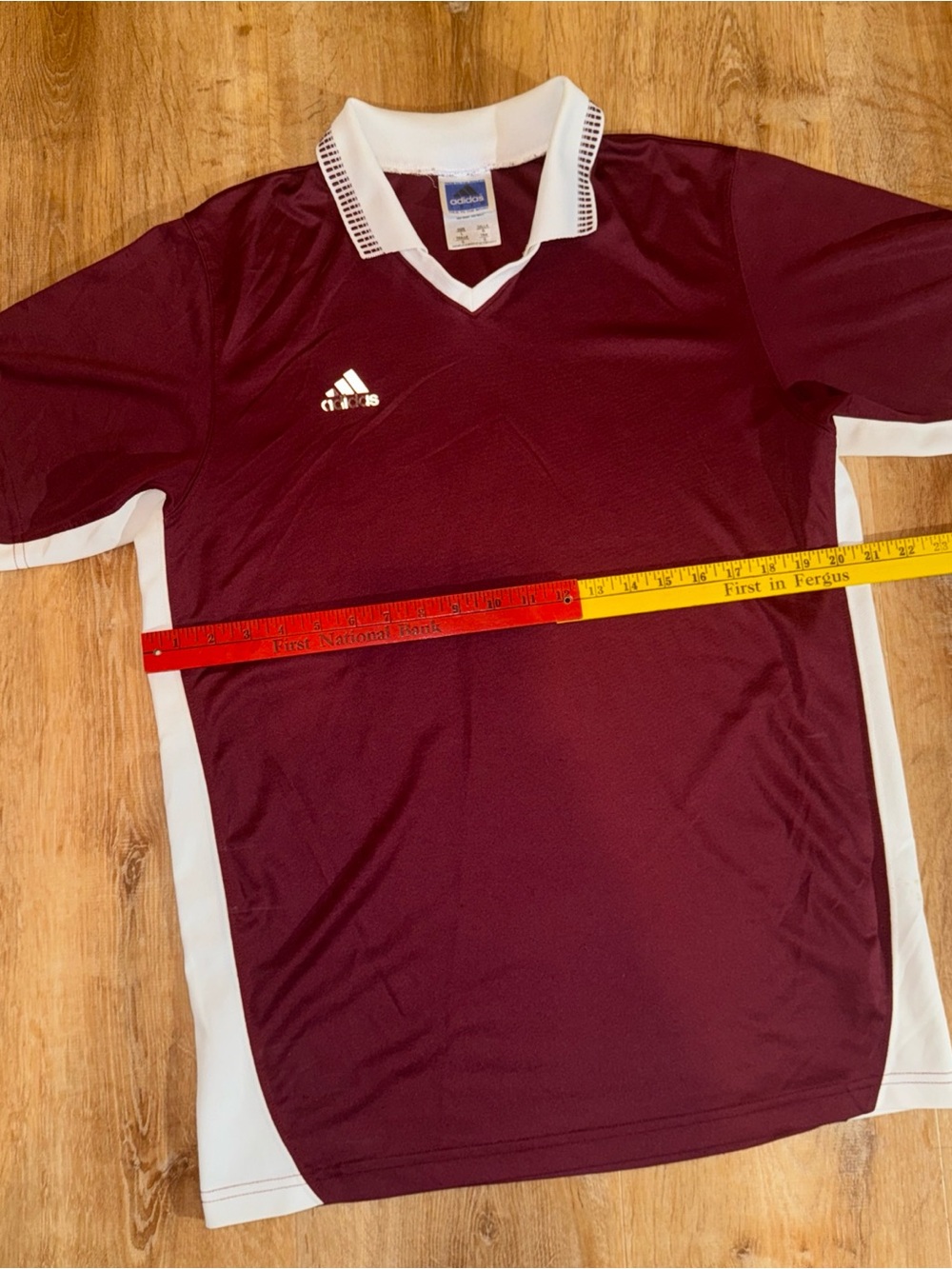 Adidas Polo Jersey Burgundy Short Sleeve Moisture Wicking Breathable 80s 90s L